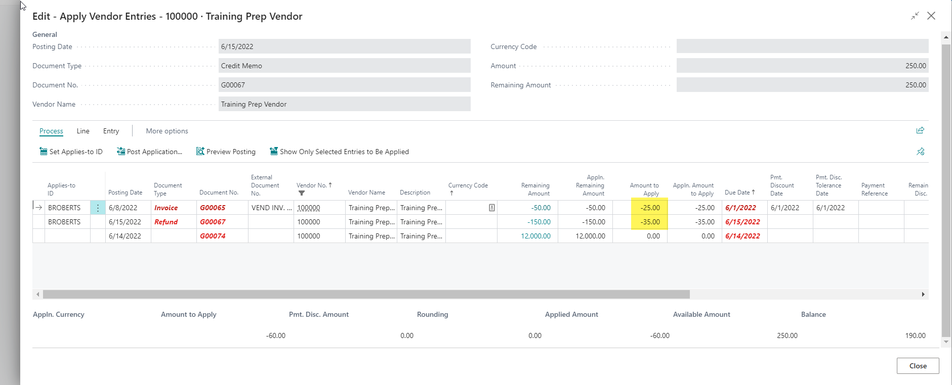 How to apply or unapply entries in Business Central - Boyer & Associates