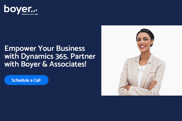 Image featuring a confident female business professional, promoting partnership opportunities with Boyer & Associates for using Dynamics 365 to empower businesses