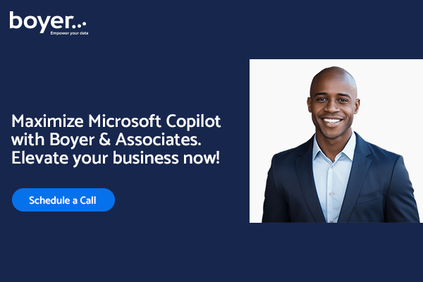 image encouraging businesses to enhance their operations using Microsoft Copilot with services from Boyer & Associates