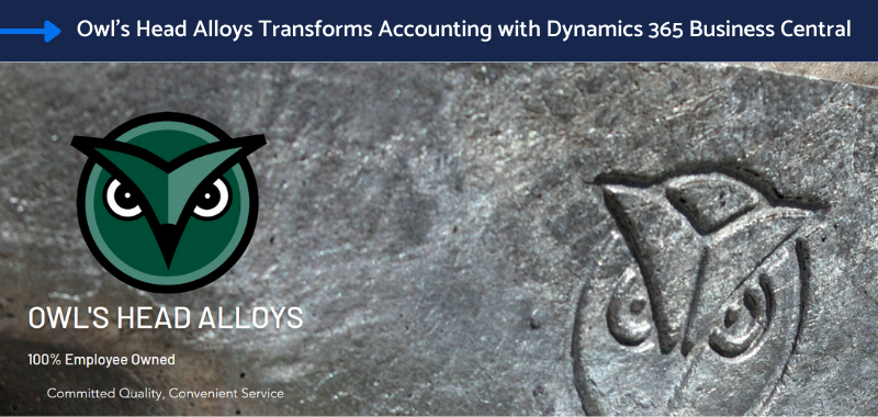 Image shows Owl's Head Alloys accounting Transformation with Dynamics 365 Business Central