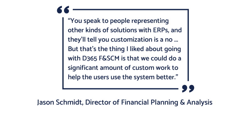 Image shows customer testimonial - Jason Schmidt, Director of Financial Planning and Analysis