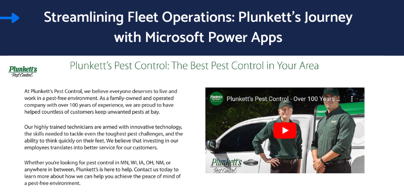 Plunkett's Pest Control elevates its fleet operations with Microsoft Power Apps