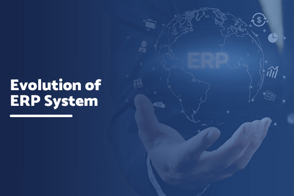 Graphic depicting a globe cradled in a hand, symbolizing the evolution of ERP systems